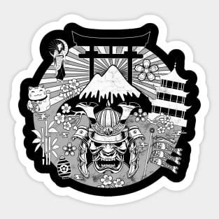 Japan Symbols Retro Samurai Torii Gate Pagoda Geisha Fuji Sakura Japanese Art 622 Sticker